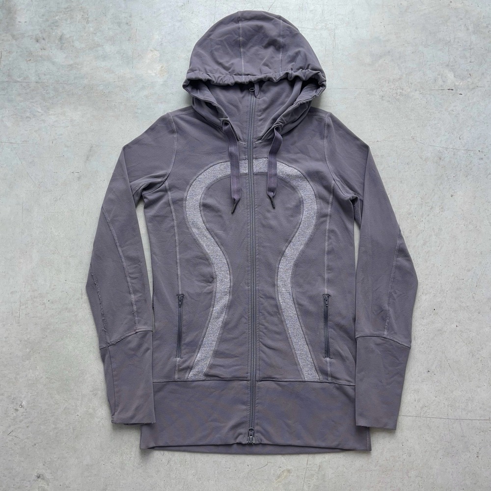 Lululemon Stride Jacket Womens 6 Luon Brushed Lilac‎ Purple Heather Coal Hooded